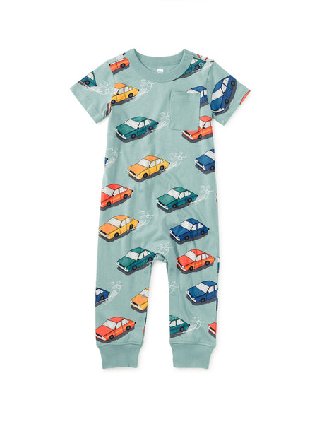 Pocket Baby Romper- Vintage Cars (FINAL SALE)