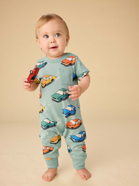 Pocket Baby Romper- Vintage Cars (FINAL SALE)