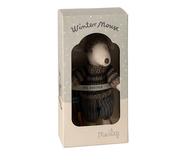 Winter mouse with ski set, Big brother - Grey