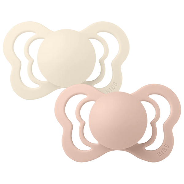 BIBS Pacifier COUTURE Latex 2 PK Ivory/Blush, Size 1