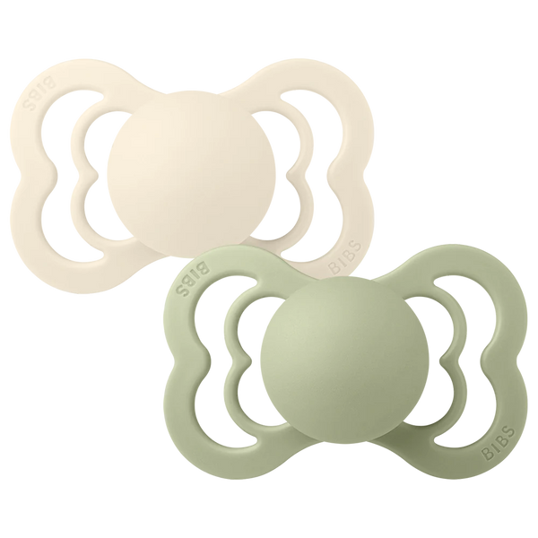 BIBS Pacifier SUPREME Silicone 2 PK Iron/Sage, Size 1