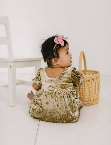 Quinn Romper in Gold Crushed Velvet