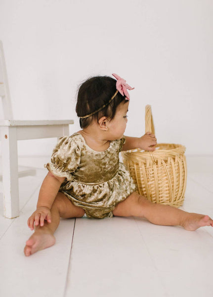Quinn Romper in Gold Crushed Velvet