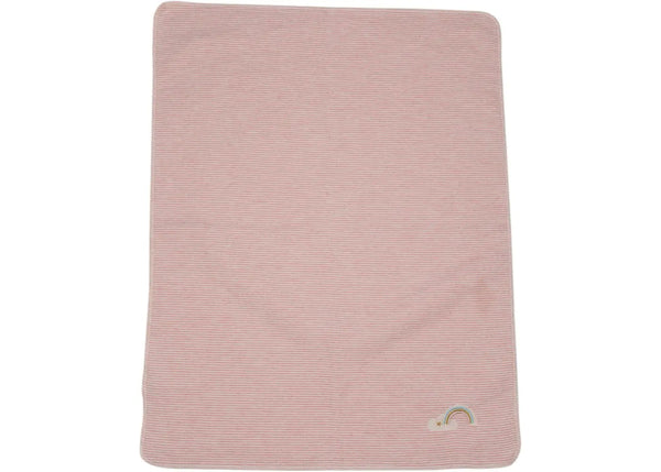 JUWEL baby blanket stripes/rainbow, with embroidery - Rose