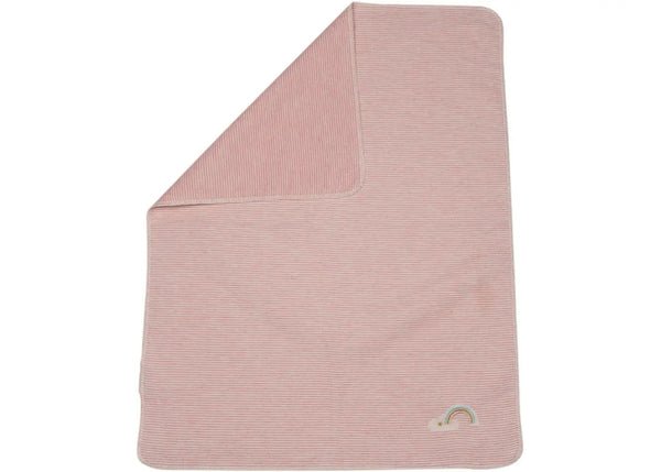 JUWEL baby blanket stripes/rainbow, with embroidery - Rose
