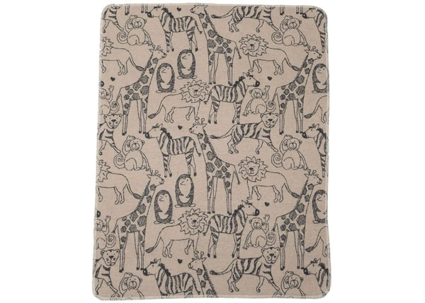 JUWEL baby blanket - safari animals - ecru