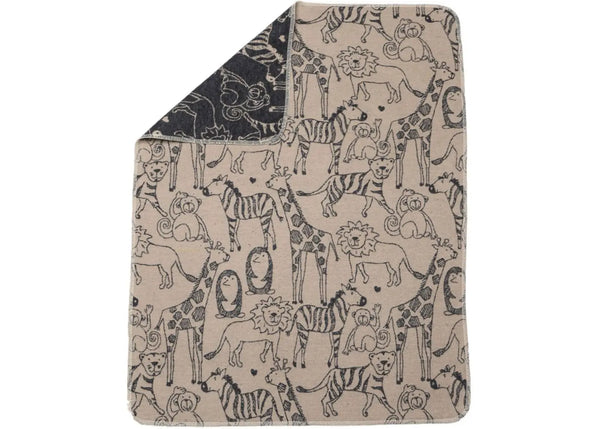 JUWEL baby blanket - safari animals - ecru