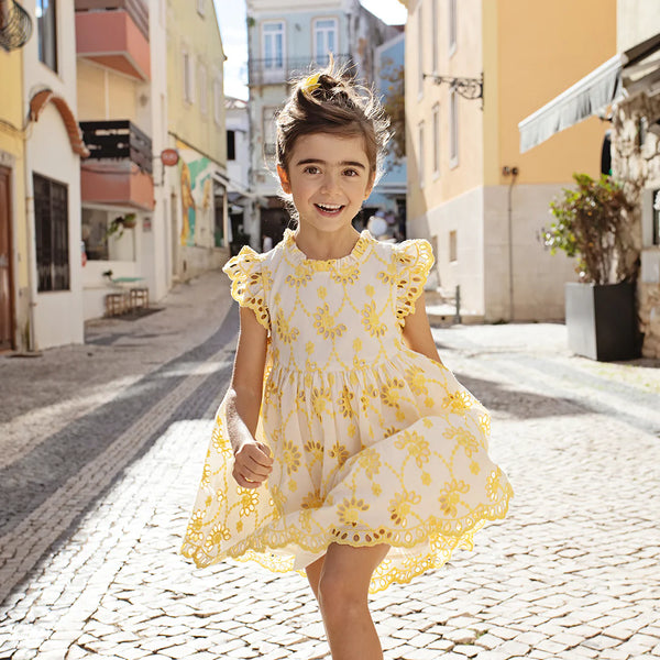 Girls Cynthia Dress- Bright Yellow Eyelet (FINAL SALE)