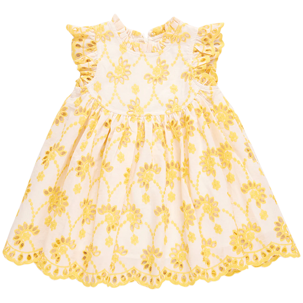 Girls Cynthia Dress- Bright Yellow Eyelet (FINAL SALE)