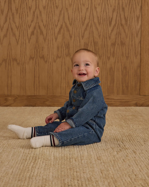 Collared Baby Jumpsuit || Indigo Denim