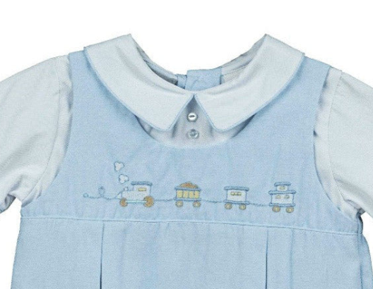 Blue Train Bubble Romper