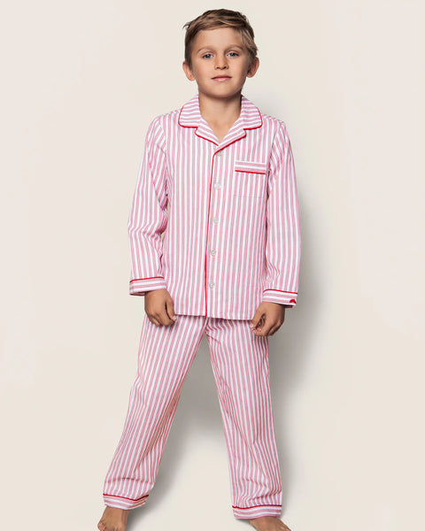 Kid's Twill Pajama Set in Antique Red Ticking