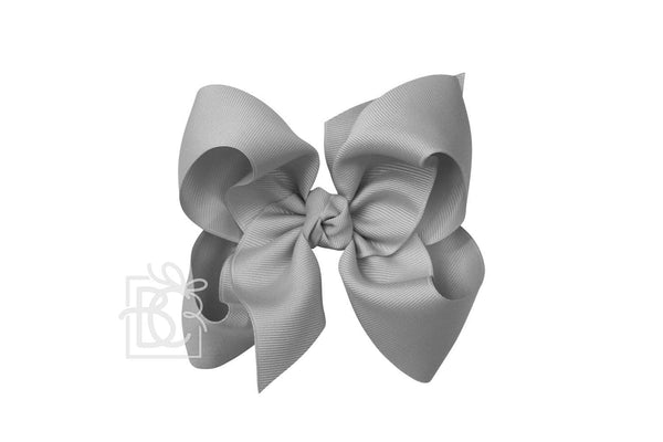 Grey Signature Grosgrain Double Knot Bow on Clip