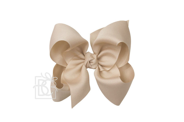 Oatmeal Signature Grosgrain Double Knot Bow on Clip