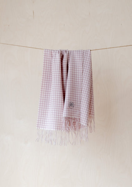Super Soft Lambswool Baby Blanket in Dusky Pink Gingham