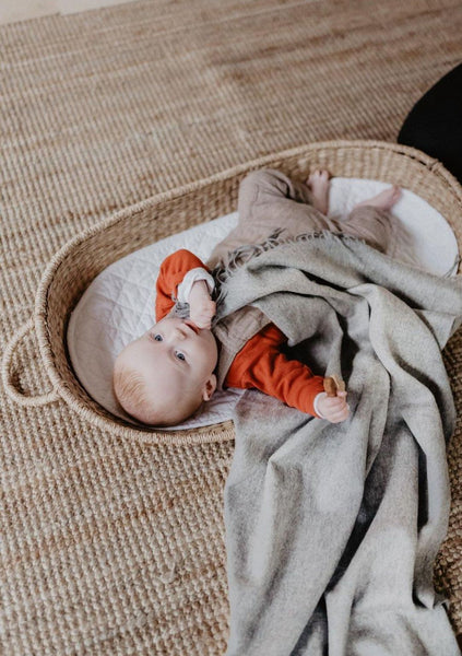 Super Soft Lambswool Baby Blanket in Grey Melange