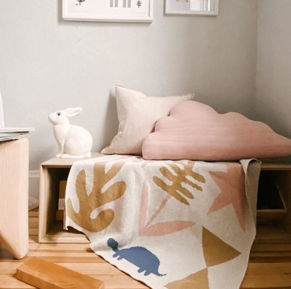 Eco Baby Wildlife Throw by Viscaya Wagner- Camo/Mid Blue/ Straw