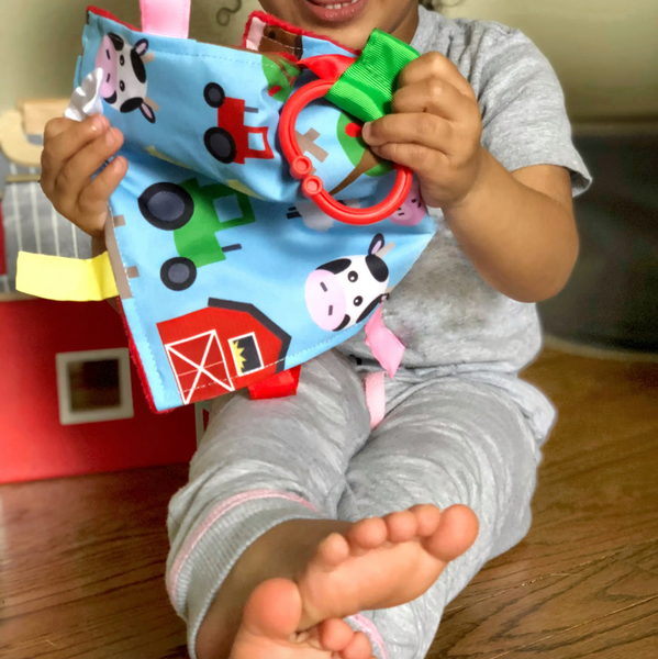 Farm Crinkle Tag Square 8x8 Baby Teach at Home Toy