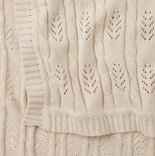 Wheat Leaf Knit Baby Blanket