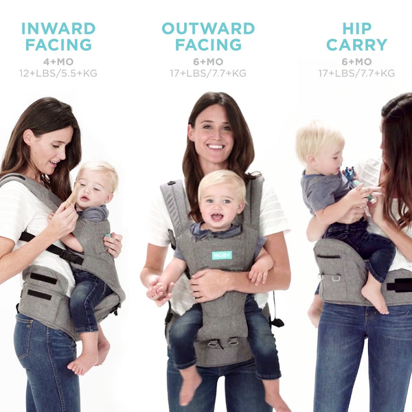 MOBY 2-in-1 Carrier + Hip Seat- Grey