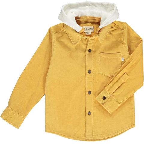 Erin Hooded woven shirt- Yellow  COrd (FINAL SALE)