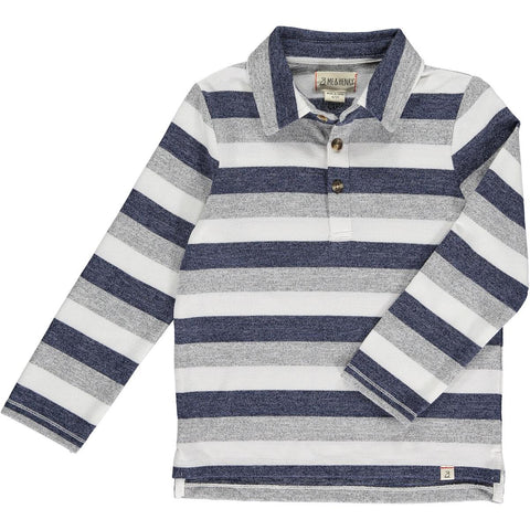 Harry Knitted polo- Blue/Grey/White Stripe (FINAL SALE)