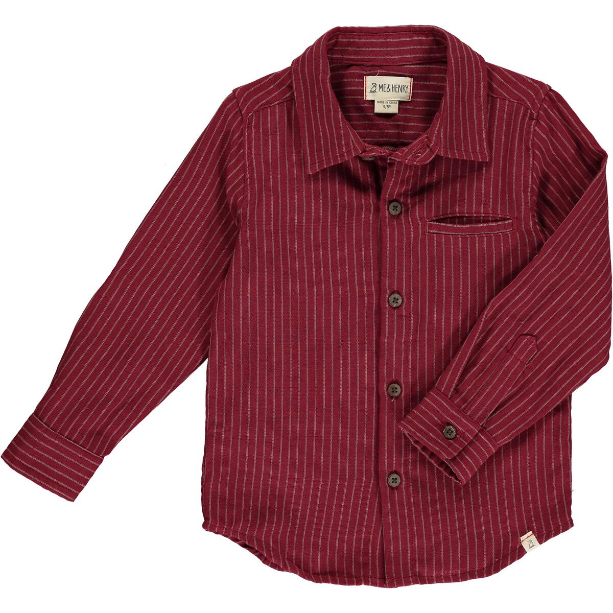Atwood Woven shirt- Burgundy Stripe (FINAL SALE)