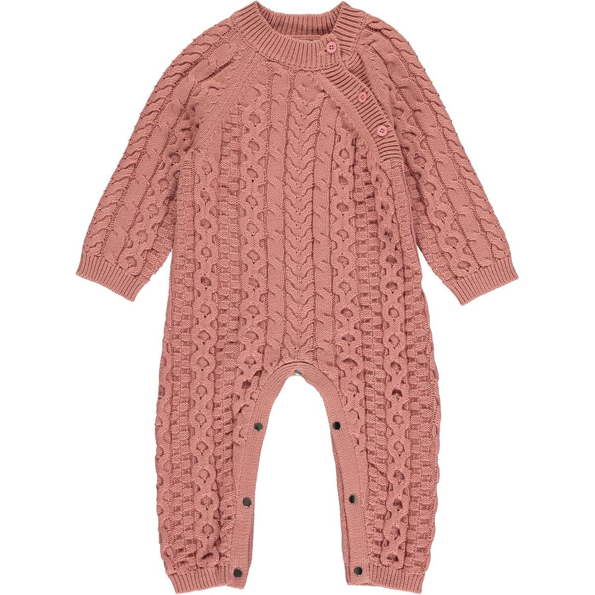 Macy Cable Knit Romper- Pink