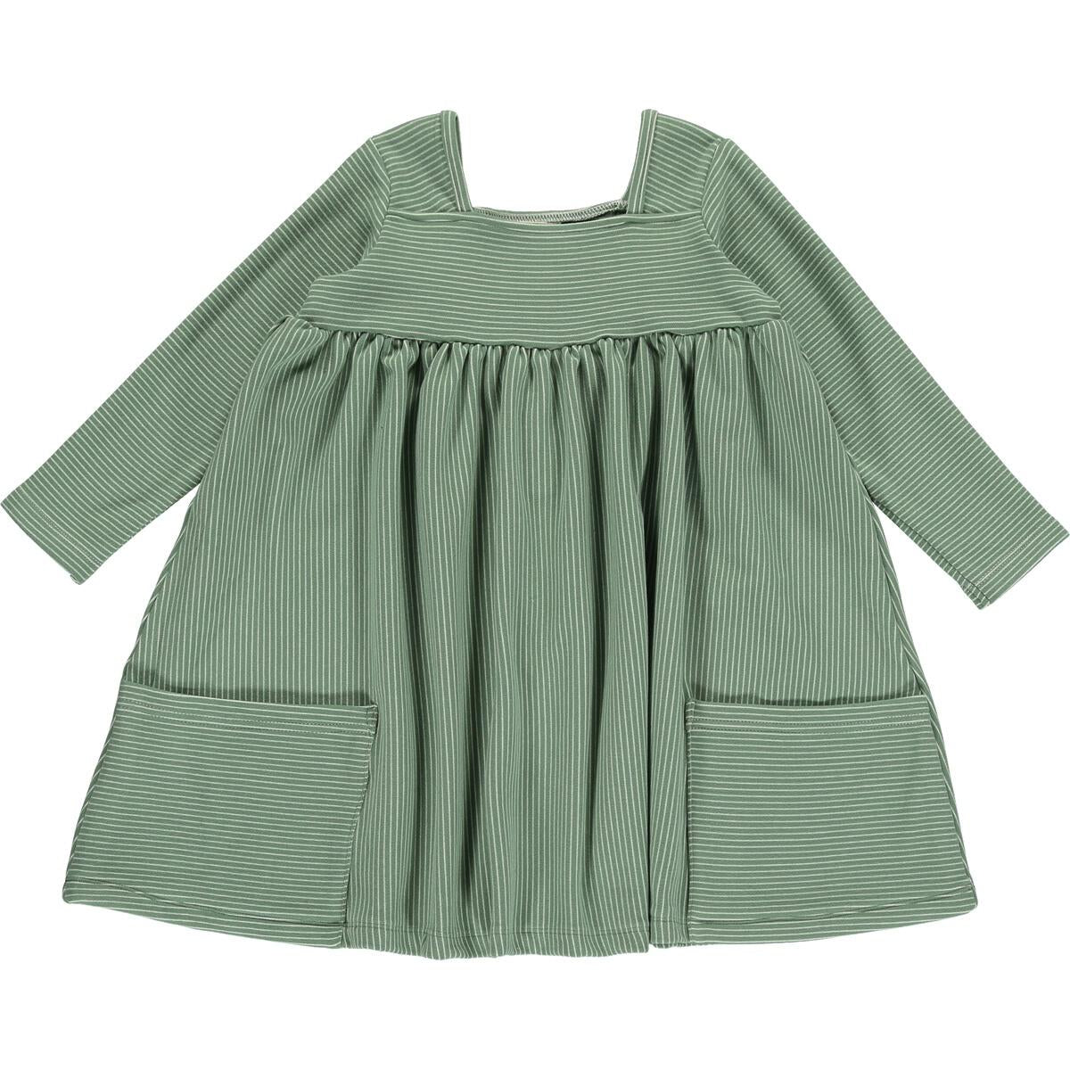 Rylie Dress Long Sleeve- Green and Cream