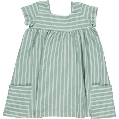 Rylie Dress- Green/Ivory Stripe