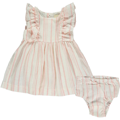 Michele Ruffle Dress- Pink Stripe (FINAL SALE)