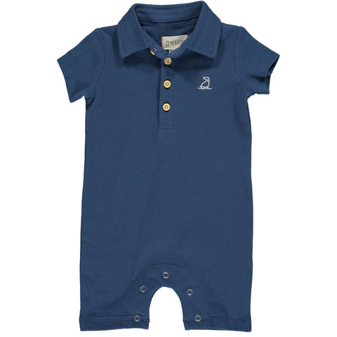 Drift- Navy Pique Polo Romper