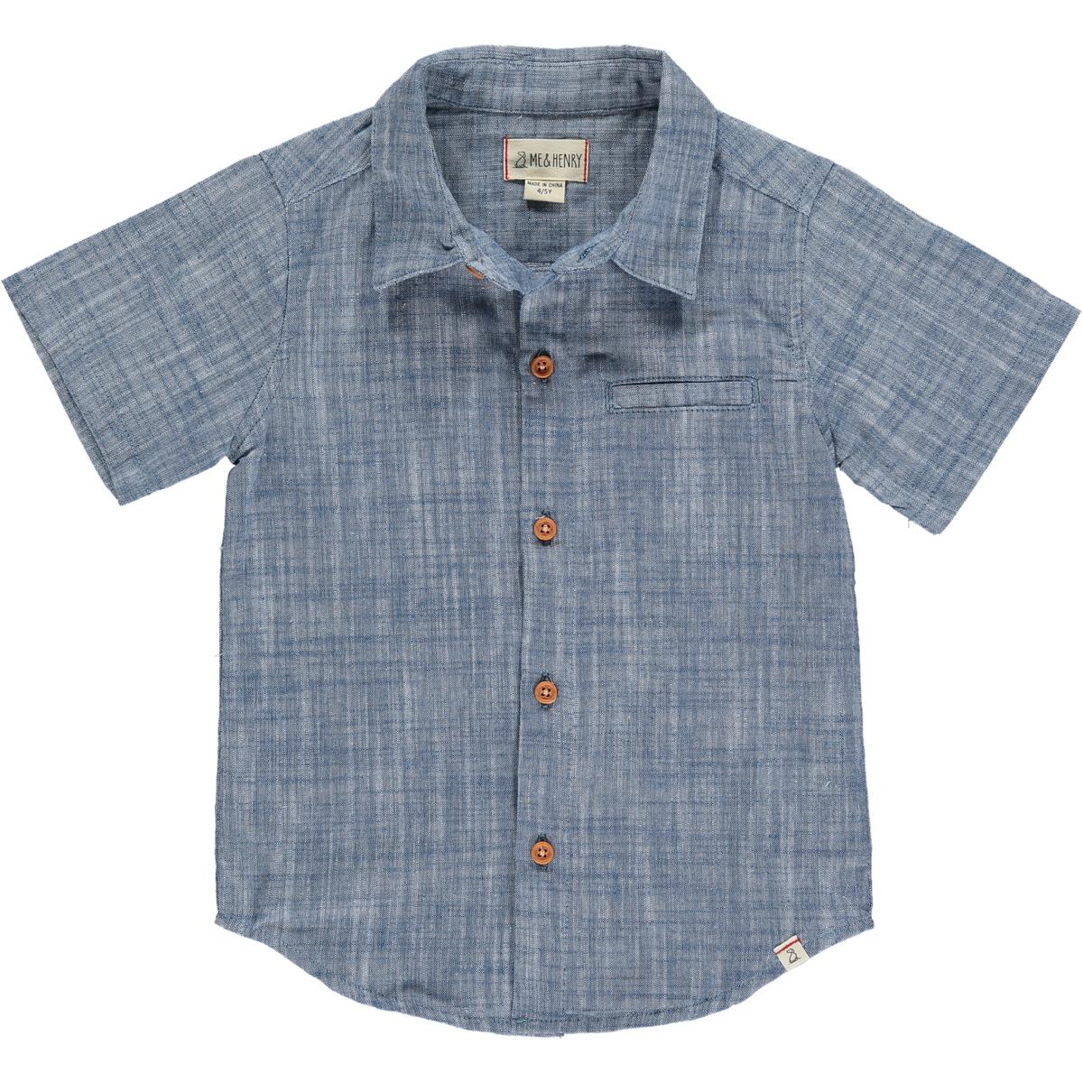 Newport- Blue Heathered Woven Shirt