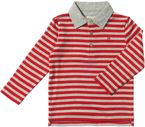 Waverly Polo- Red/Grey Stripe (FINAL SALE)