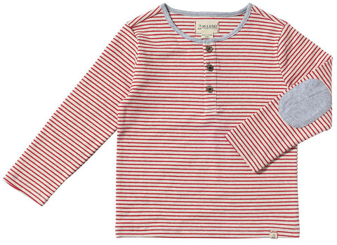 Mascot Henley- Red/Grey Stripe