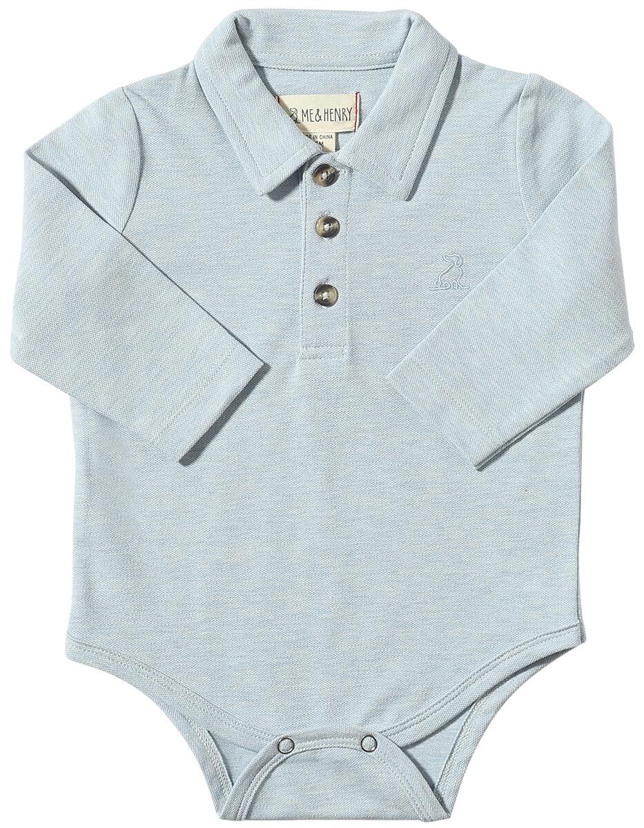 Seymour Pique Polo Onesie- Pale Blue