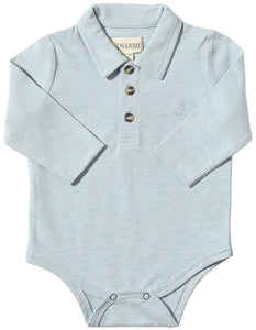 Seymour Pique Polo Onesie- Pale Blue