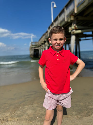 Shipping Polo- Red Pique