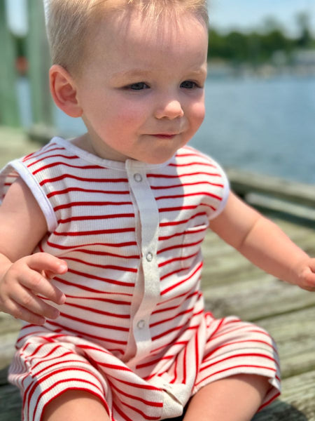 Pablo Playsuit- Red/White Rib