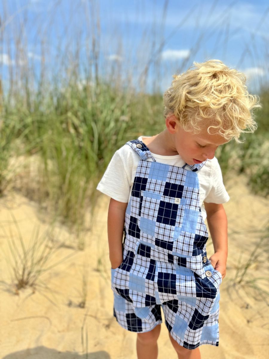 Bowline Woven Overalls- Navy Multi Plaid