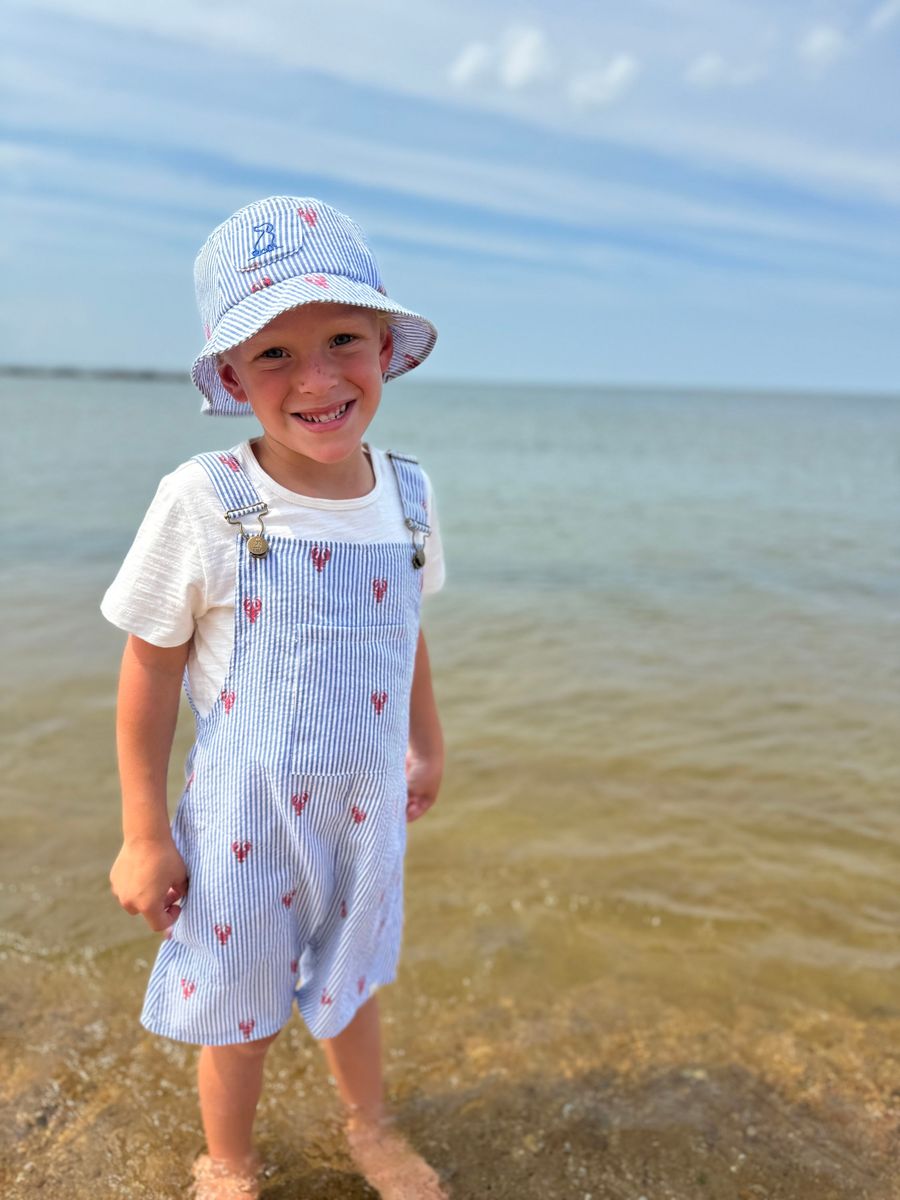 Fisherman Woven Bucket Hat- Lobster Seersucker