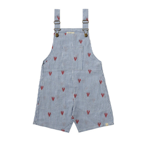 Galleon Woven Buckle Overalls- Lobster Seersucker