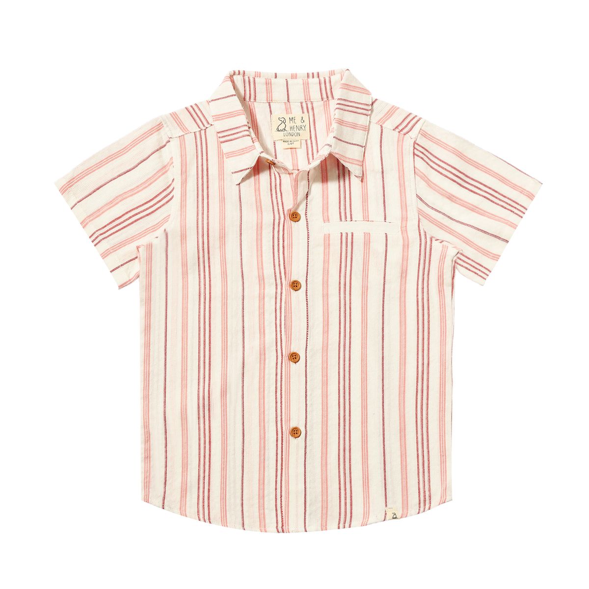 Newport Woven Shirt- Coral Stripe