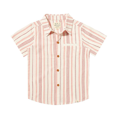 Newport Woven Shirt- Coral Stripe