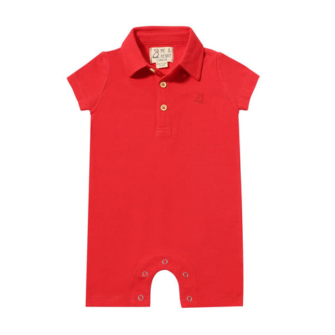 Drift Polo Romper- Red Pique