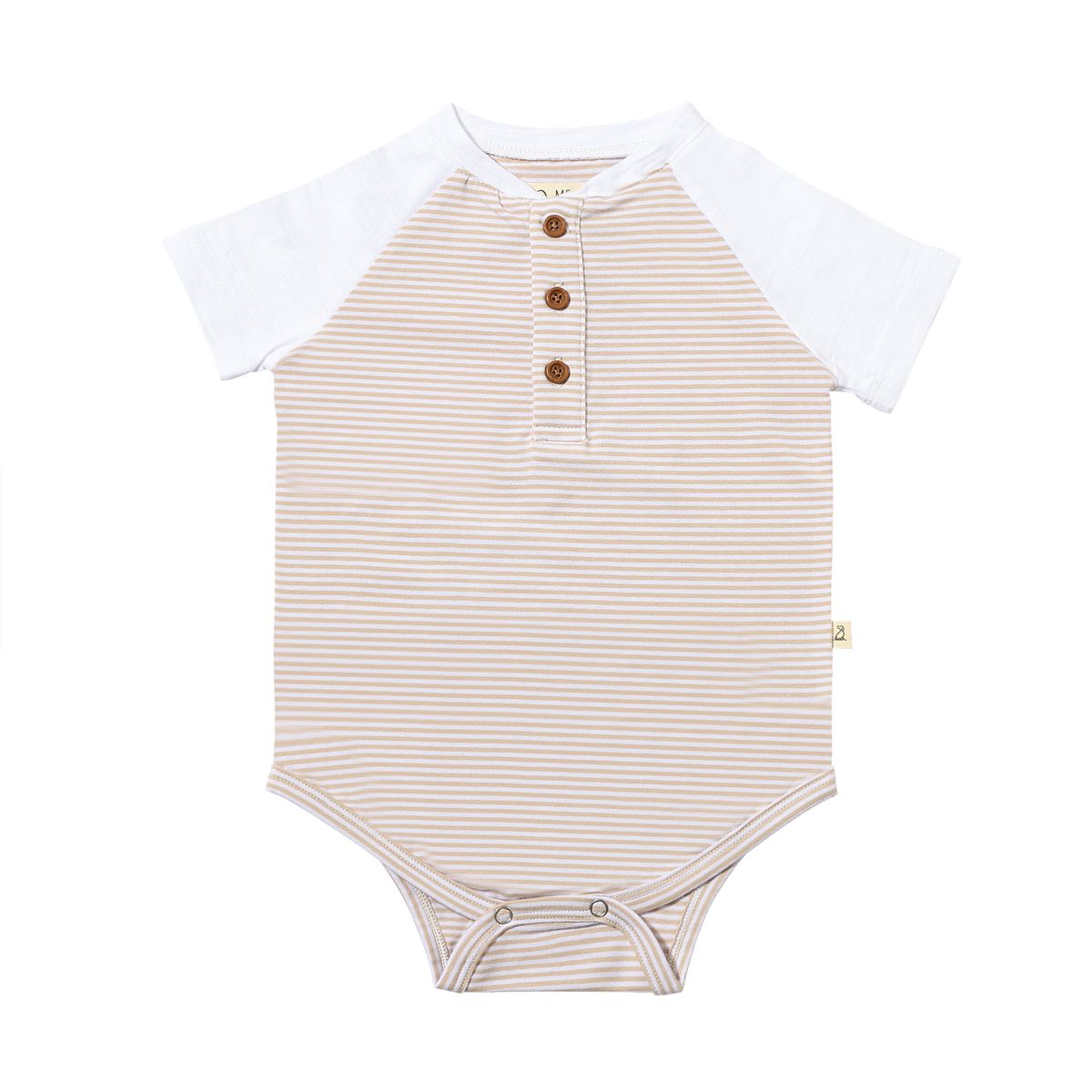 League Raglan Onesie- Beige/ White Stripes