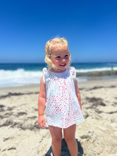 Jenn Dress- Coral/Aqua Fish