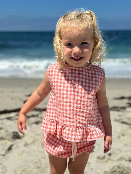 Aria Set- Coral Plaid