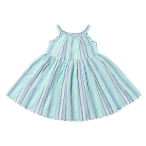 Stella Dress- Blue/Aqua Multi Stripe