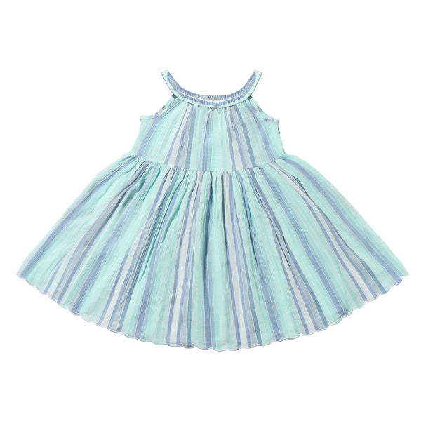 Stella Dress- Blue/Aqua Multi Stripe